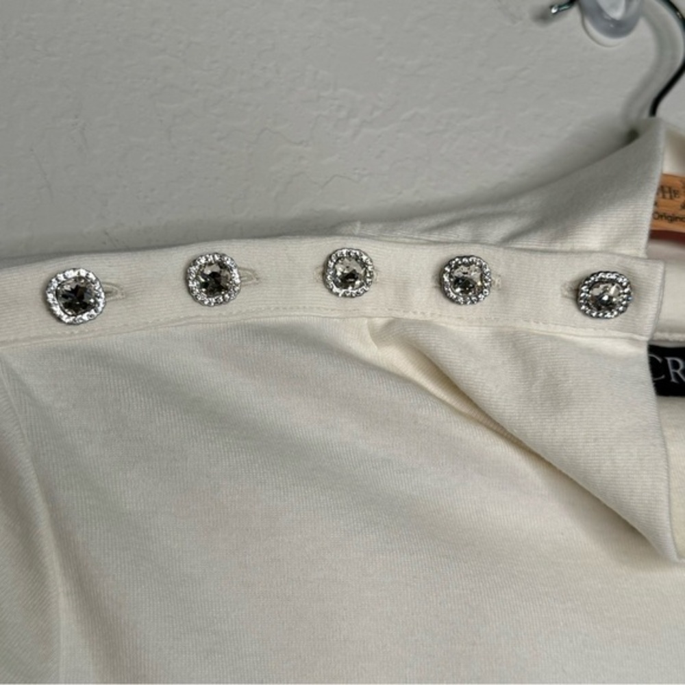 J.Crew‎ Women's Perfect-fit Turtleneck with Jewel Buttons in Ivory- Sz M - Picture 3 of 7
